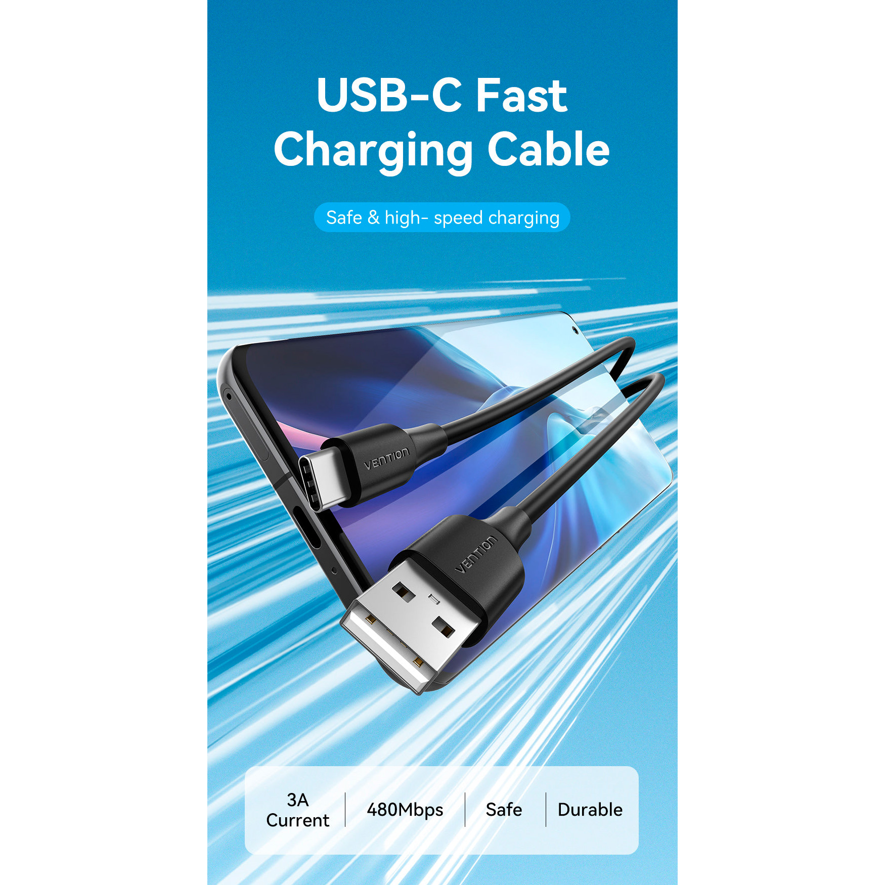 Кабель VENTION USB 2.0 AM/CM 1м Black (CTHBF)