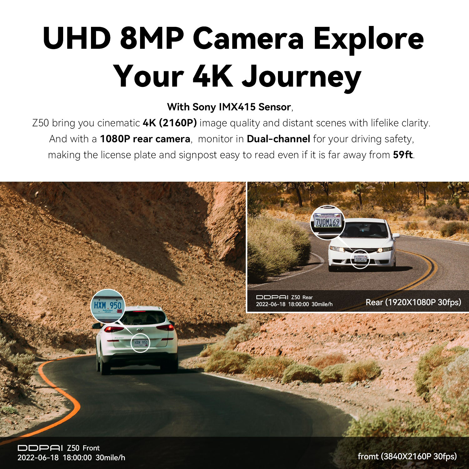 Автомобільний відеореєстратор з камерою заднього виду DDPAI Z50 GPS Dual