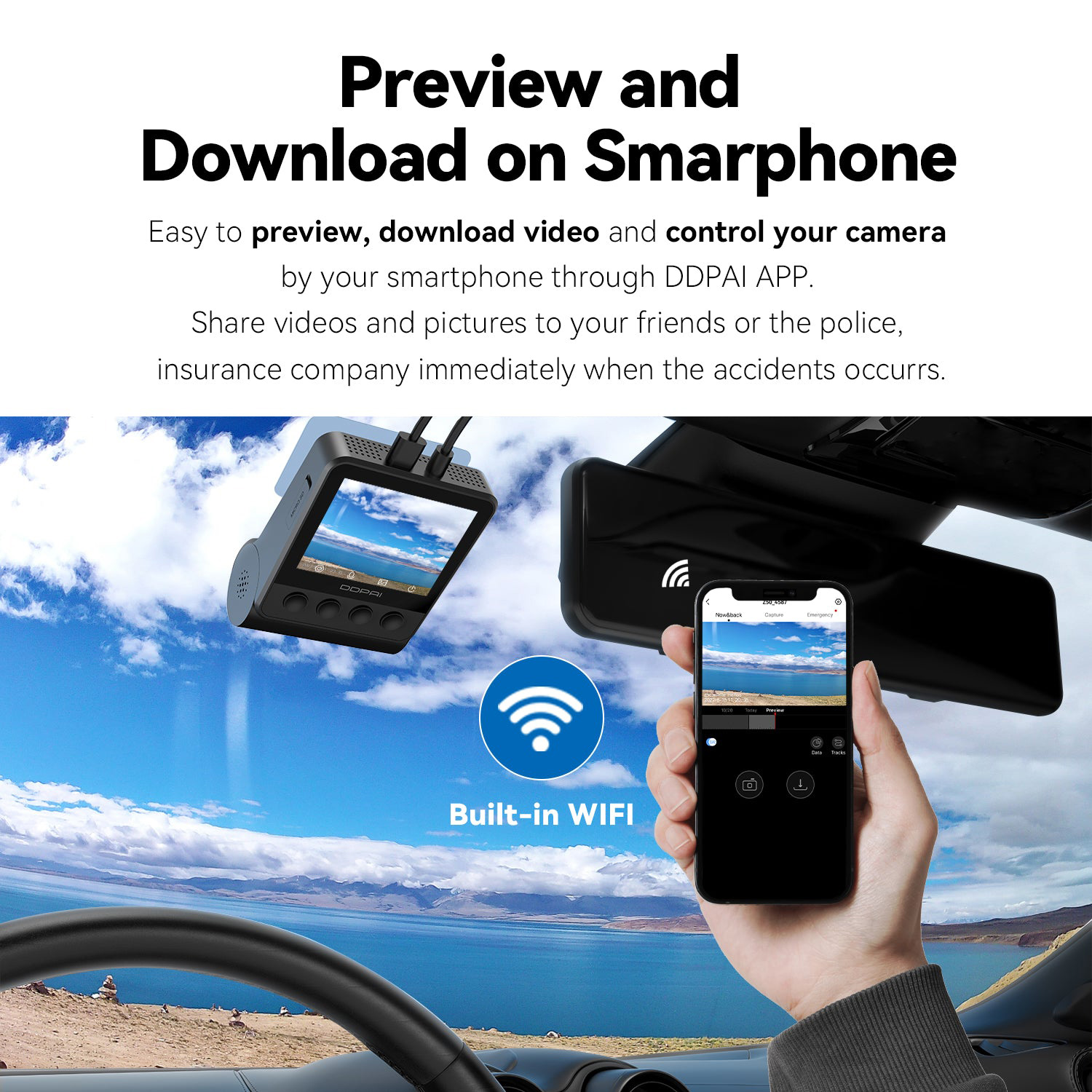 Автомобільний відеореєстратор з камерою заднього виду DDPAI Z50 GPS Dual