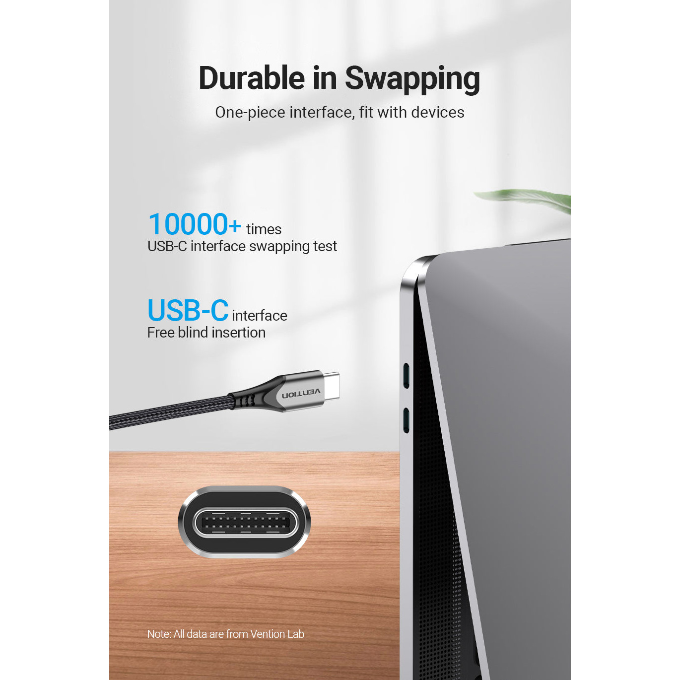 Кабель VENTION USB2.0 Type-C Male to Type-C Male 60W 3A 2м Gray (TADHH)