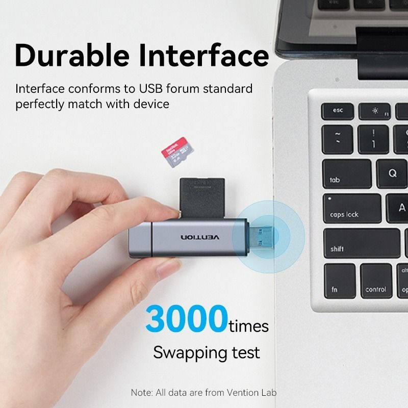 Кардрідер VENTION USB3.0 A+C SD+TF Card Reader Dual Drive Letter Gray (CLLH0)