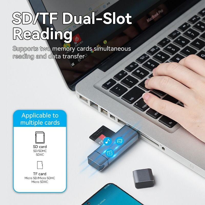 Кардрідер VENTION USB3.0 A+C SD+TF Card Reader Dual Drive Letter Gray (CLLH0)