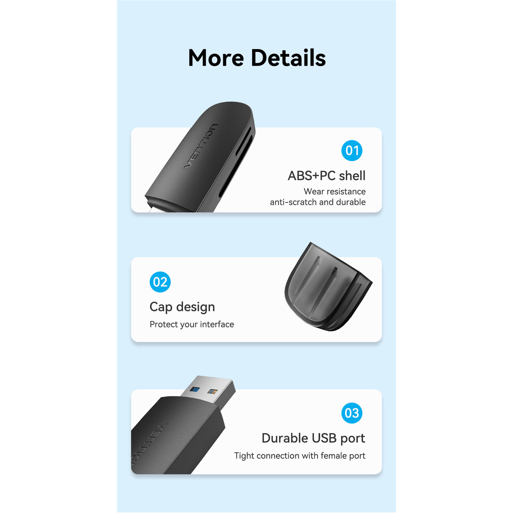 Кардрідер VENTION USB3.0 SD+TF Card Reader Dual Drive Letter Black (CLGB0)