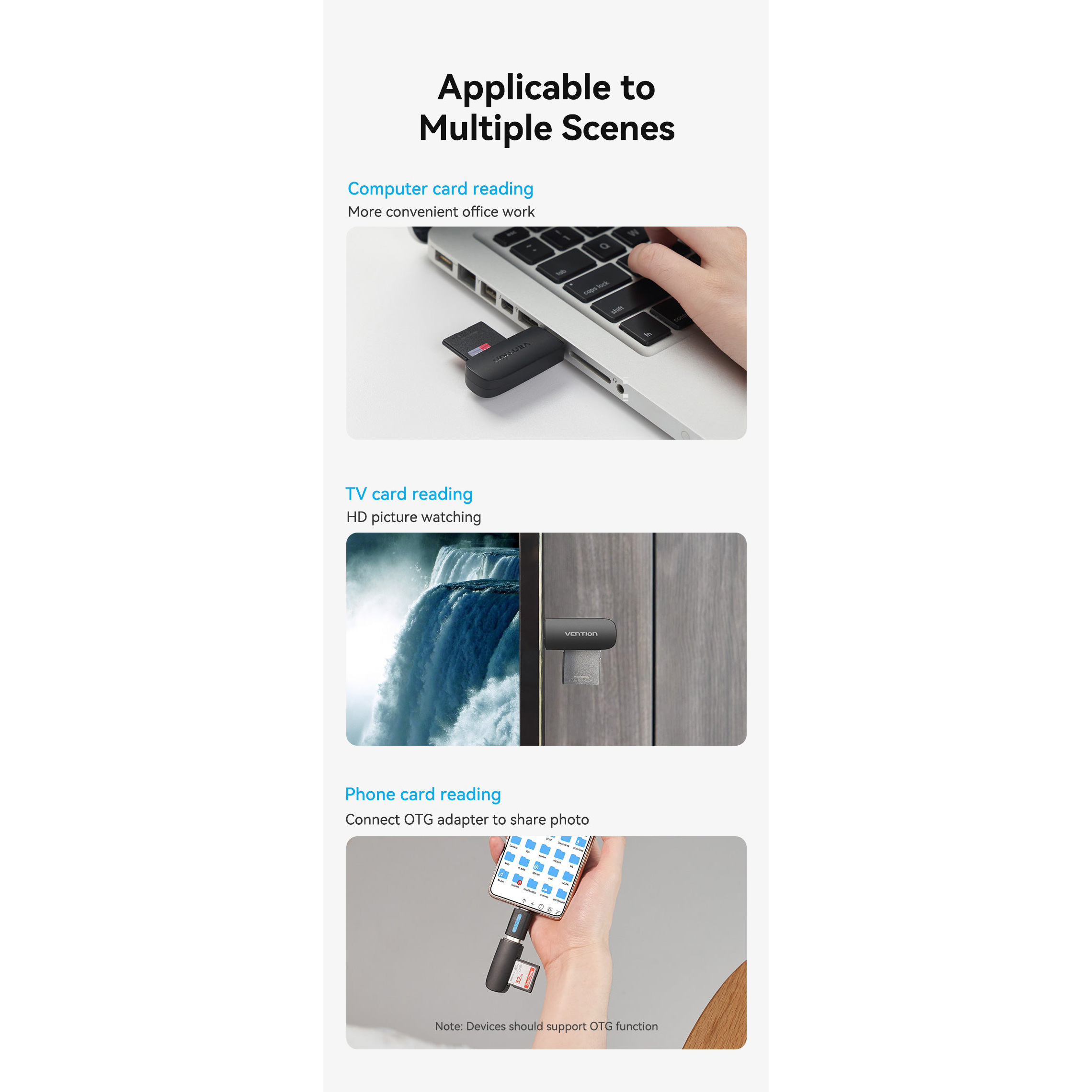 Кардрідер VENTION USB3.0 SD+TF Card Reader Dual Drive Letter Black (CLGB0)
