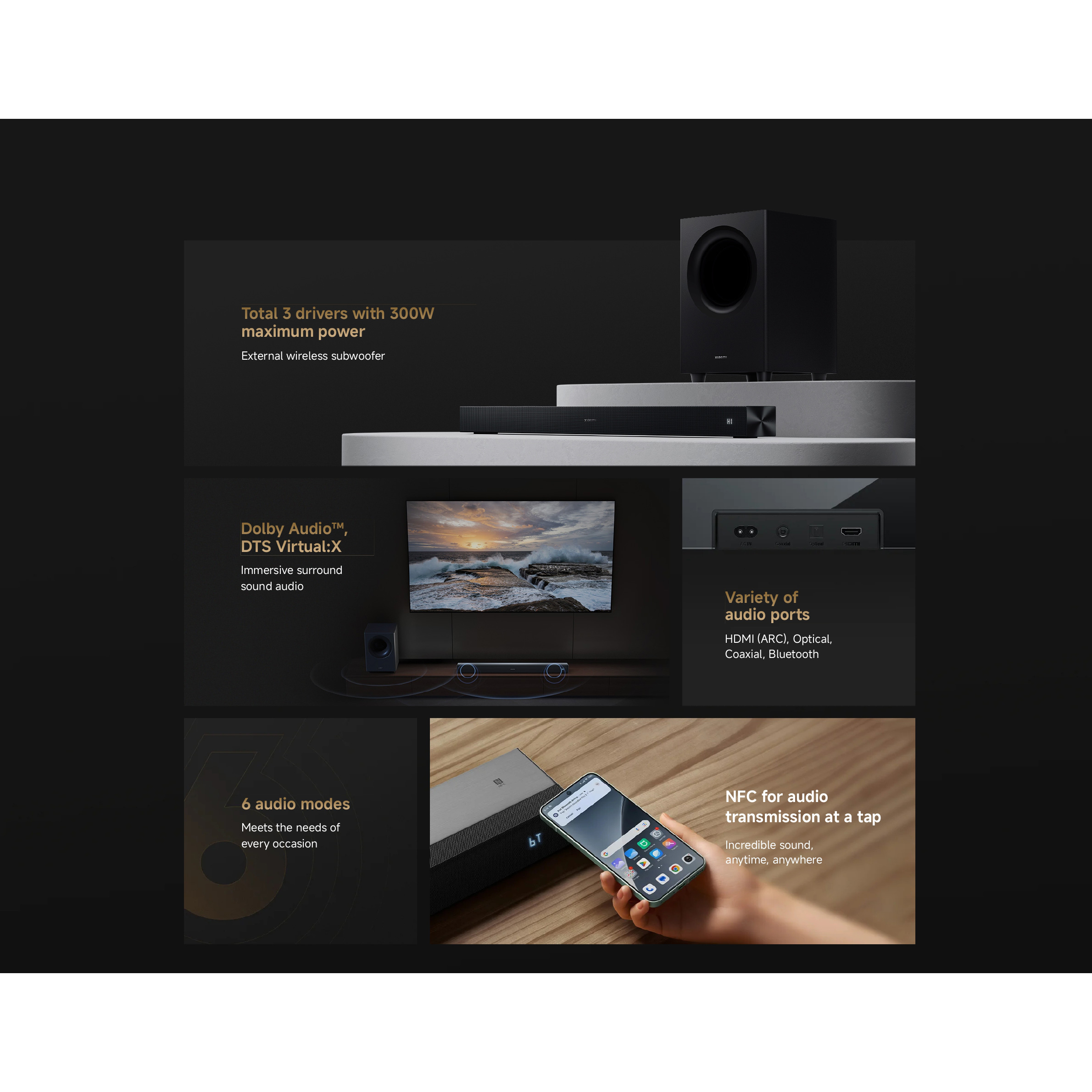 Саундбар з бездротовим сабвуфером XIAOMI Soundbar Pro 2.1ch NS4-EU Black (QBH4336EU)