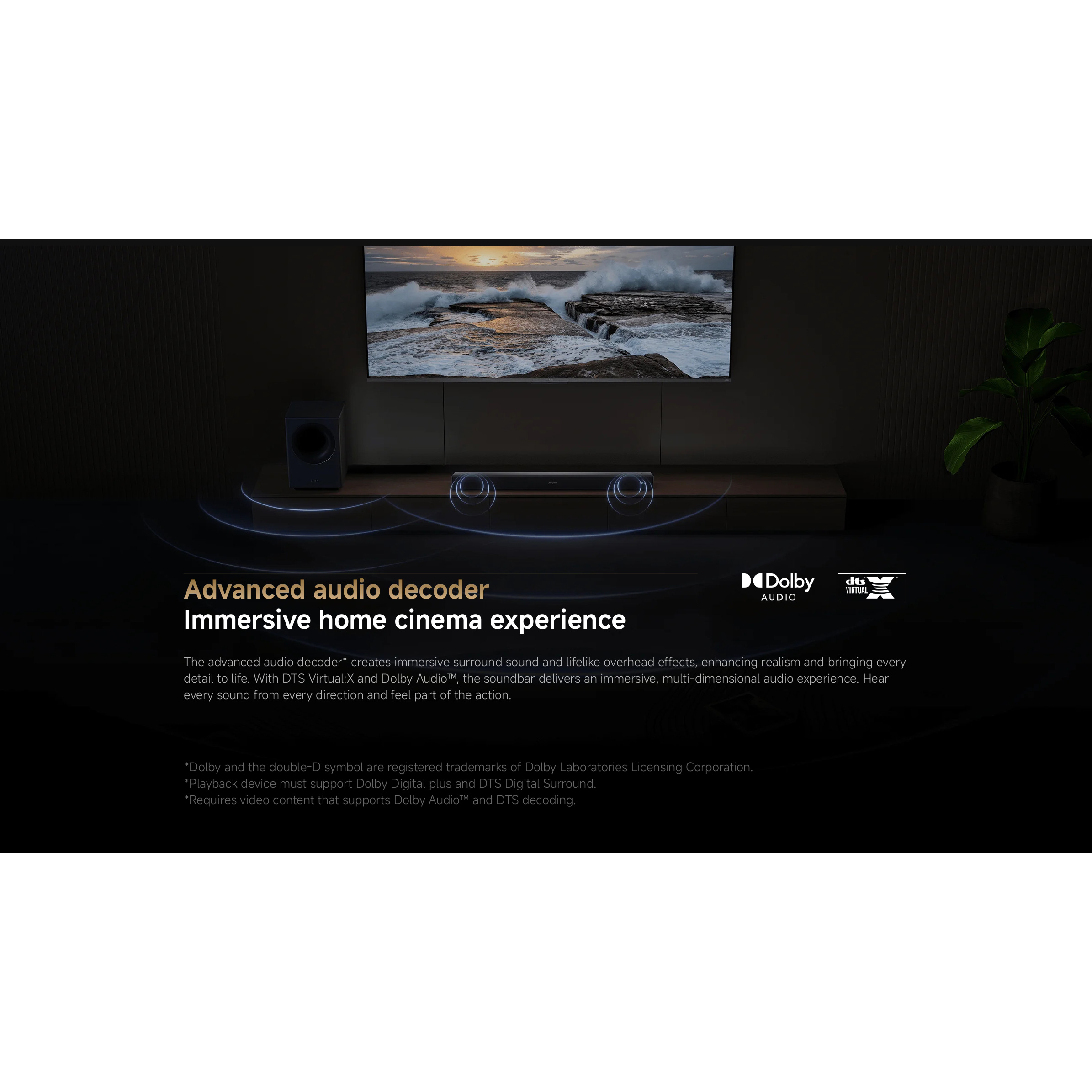 Саундбар з бездротовим сабвуфером XIAOMI Soundbar Pro 2.1ch NS4-EU Black (QBH4336EU)