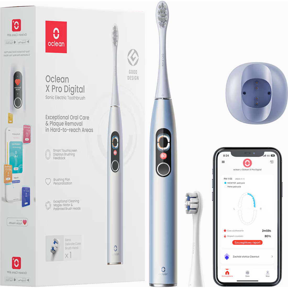 Электрическая зубная щётка OCLEAN X Plus Pro Didgital Silver