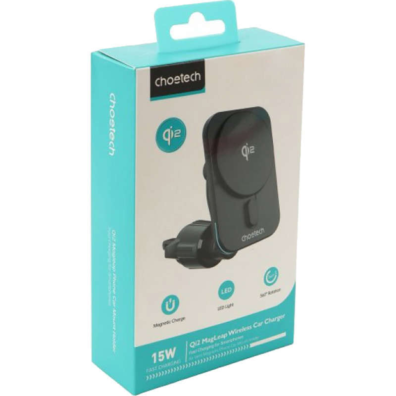 Автотримач з бездротовою зарядкою CHOETECH T231-F Qi2 MagLeap Wireless Car Charger 15W (T231-F-101XACBK)