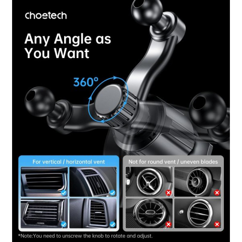 Автотримач з бездротовою зарядкою CHOETECH T231-F Qi2 MagLeap Wireless Car Charger 15W (T231-F-101XACBK)