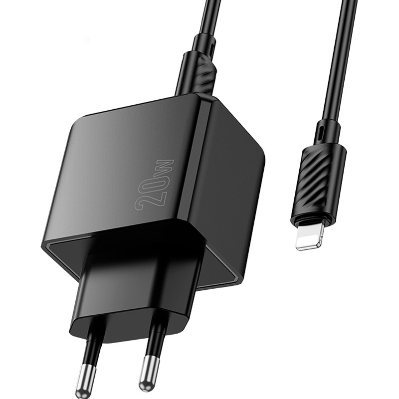 Зарядное устройство HOCO CS16A 1xUSB-C, 1xLighting, PD20W Black w/Type-C to Lightning cable