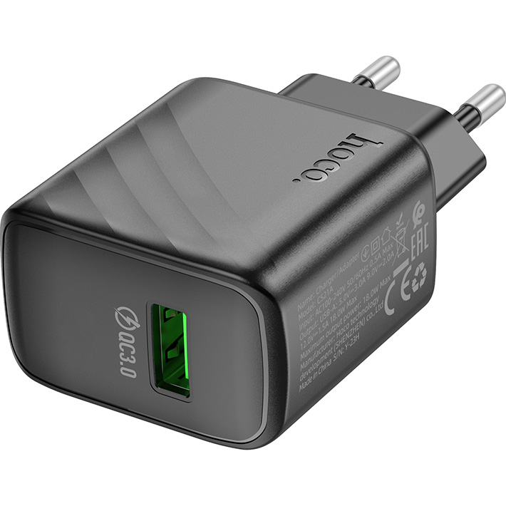 Зарядний пристрій HOCO CS21A Rich 1xUSB-A, QC3.0 Black (6942007609883)