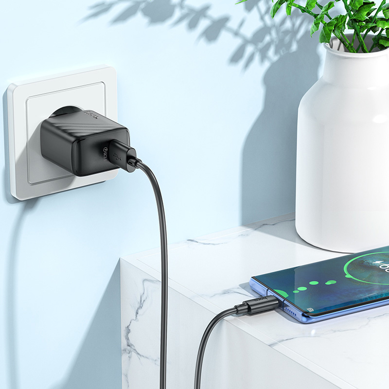 Зарядний пристрій HOCO CS21A Rich 1xUSB-A, QC3.0 Black (6942007609883)