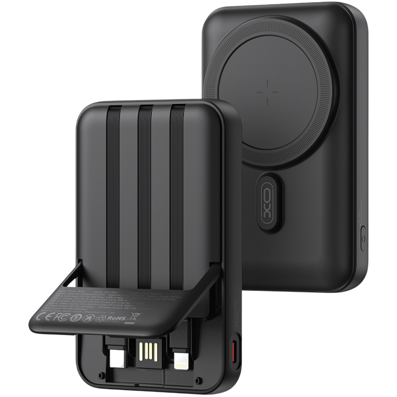 Повербанк з бездротовою зарядкою XO PR288 1xUSB-C, 1xUSB-A with Built-In USB-C/Lightning Cable 22.5W 10000mAh