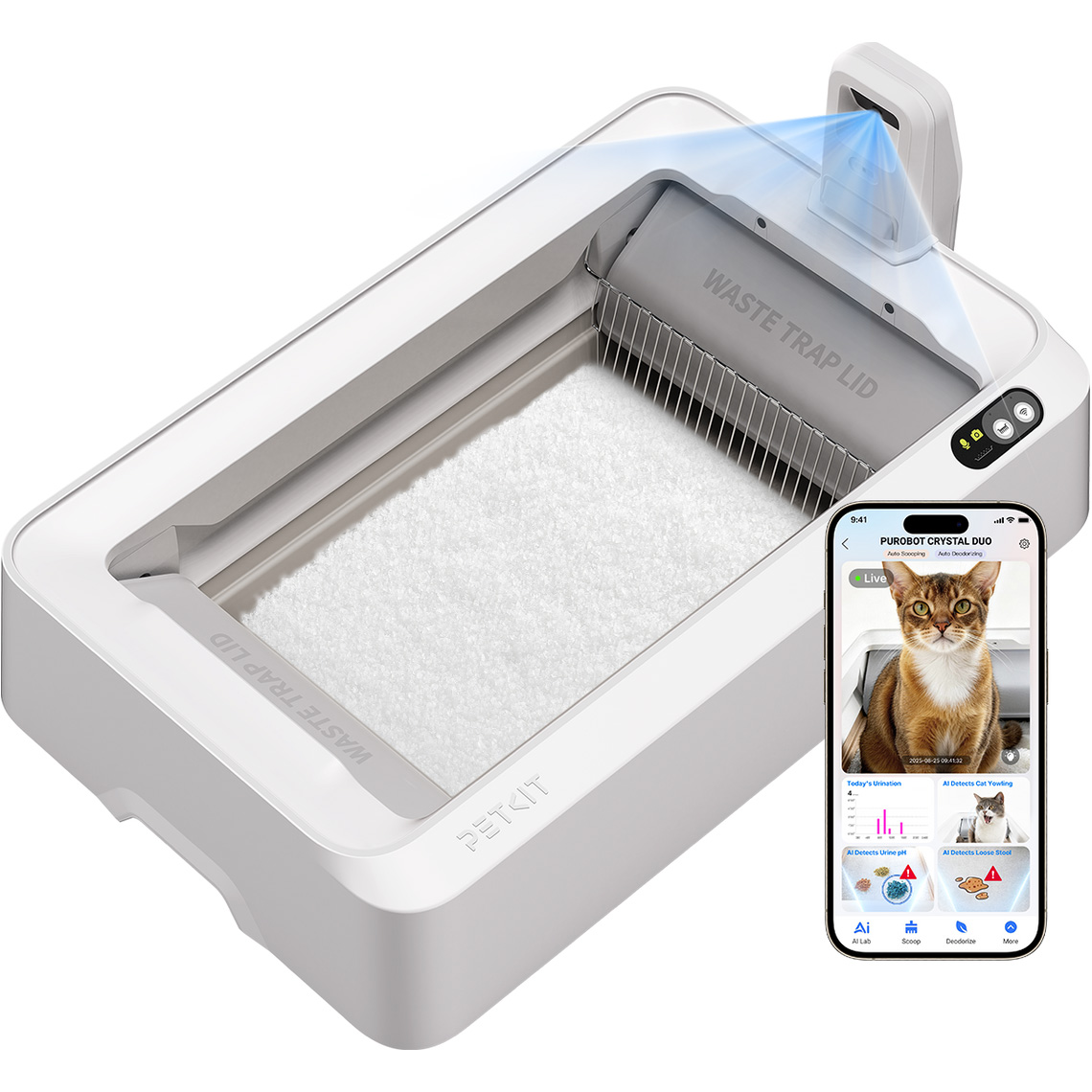 Розумний лоток для котів PETKIT Purobot Crystal Duo Automatic Cat Litter Box with Camera White (P9905)