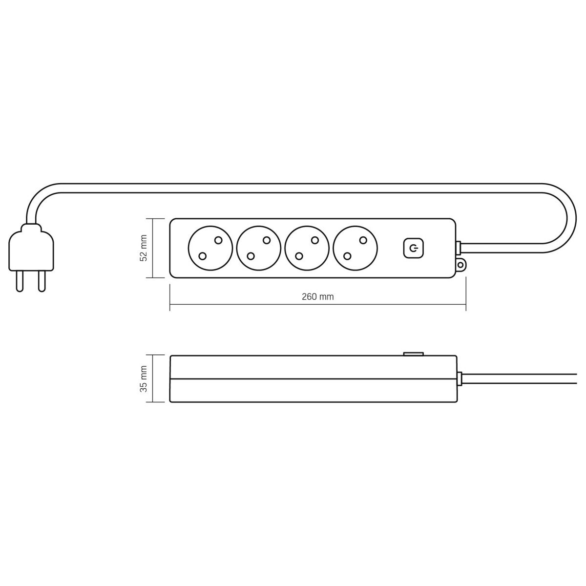Сетевой фильтр VIDEX Oncord White, 4 розетки, 5м (VF-PD45-W)