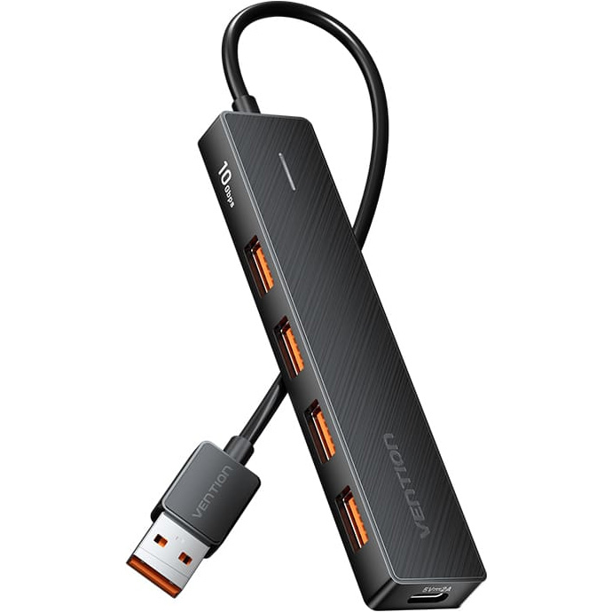 USB-хаб VENTION 5-in-1 USB-A to USB3.2 Gen. 2x4/USB-C Power Black (CHOBB)