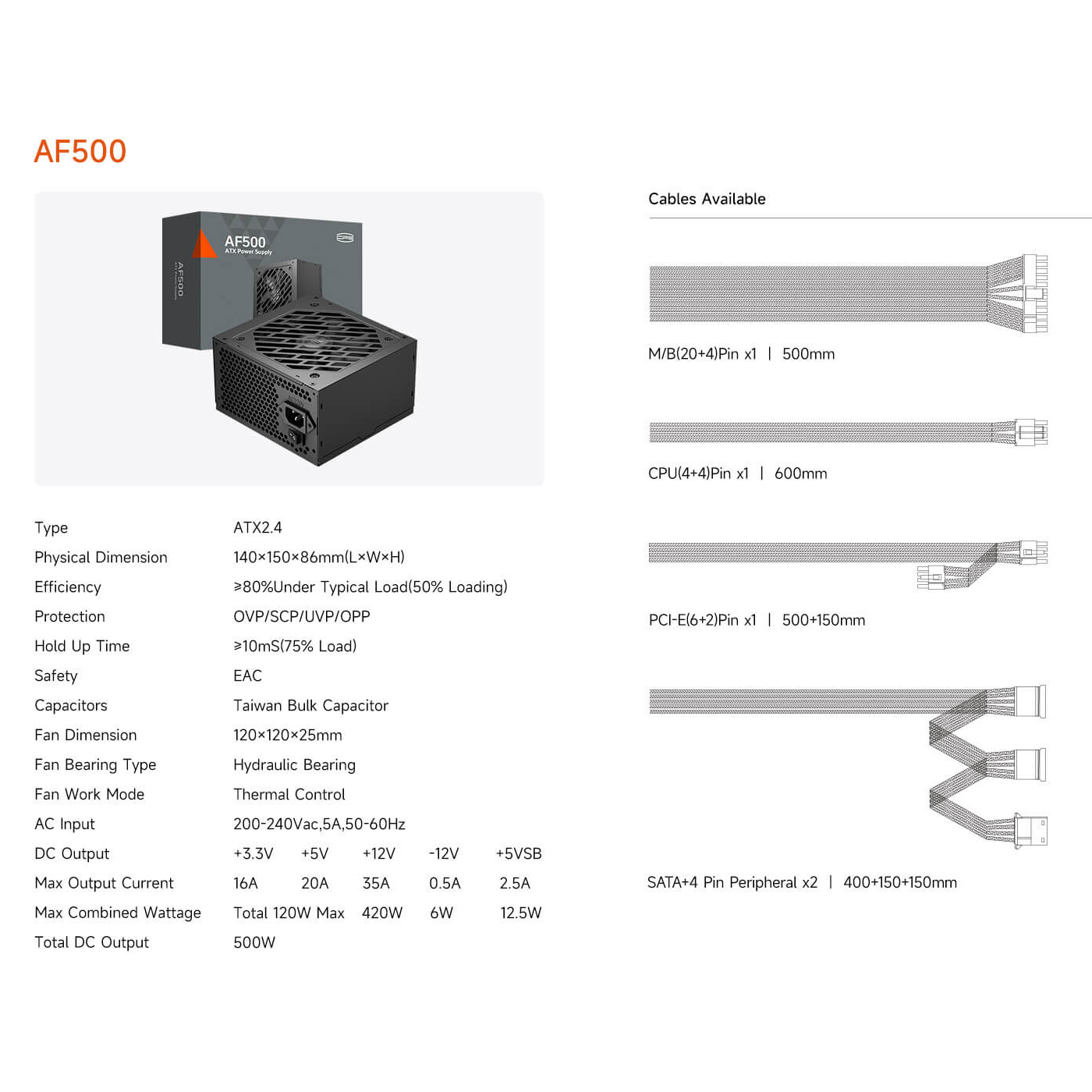 Блок живлення 500W PCCOOLER AF500