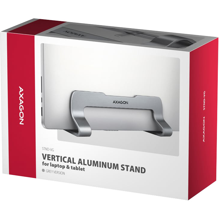 Вертикальна підставка для ноутбука AXAGON Vertical Stand for Laptops and Tablets Gray (STND-VG)