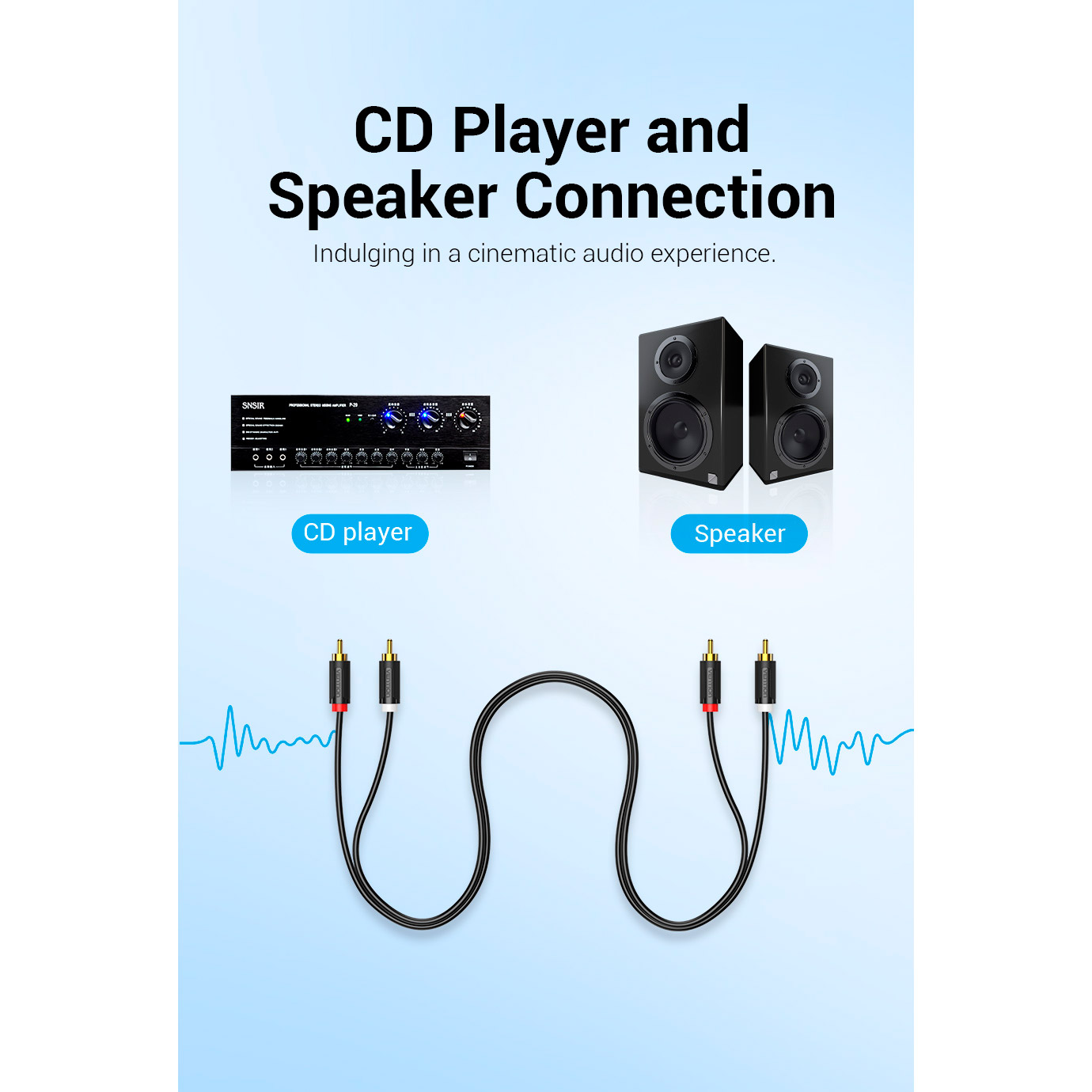 Кабель VENTION Audio 2xRCA - 2xRCA 1.5м Black (BCMBG)
