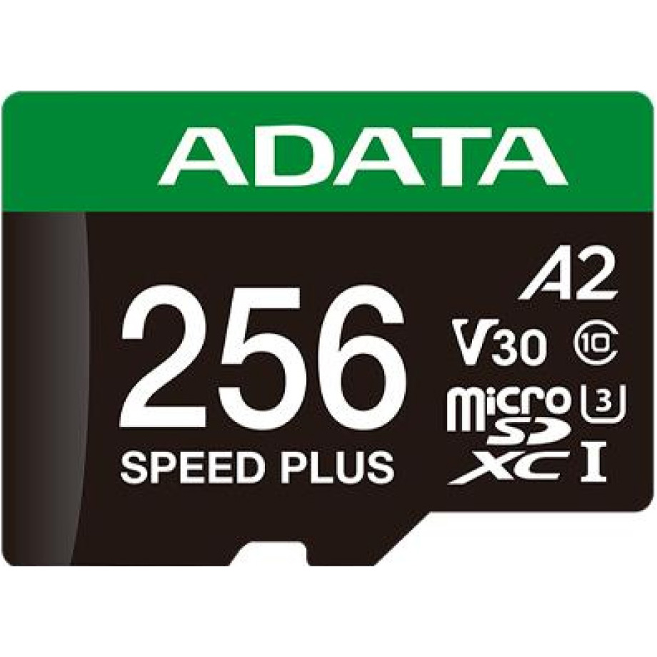 Карта пам'яті ADATA microSDXC Speed Plus 256GB UHS-I U3 V30 A2 Class 10 + SD-adapter (UD256GUI3V30A2SP-RA1)