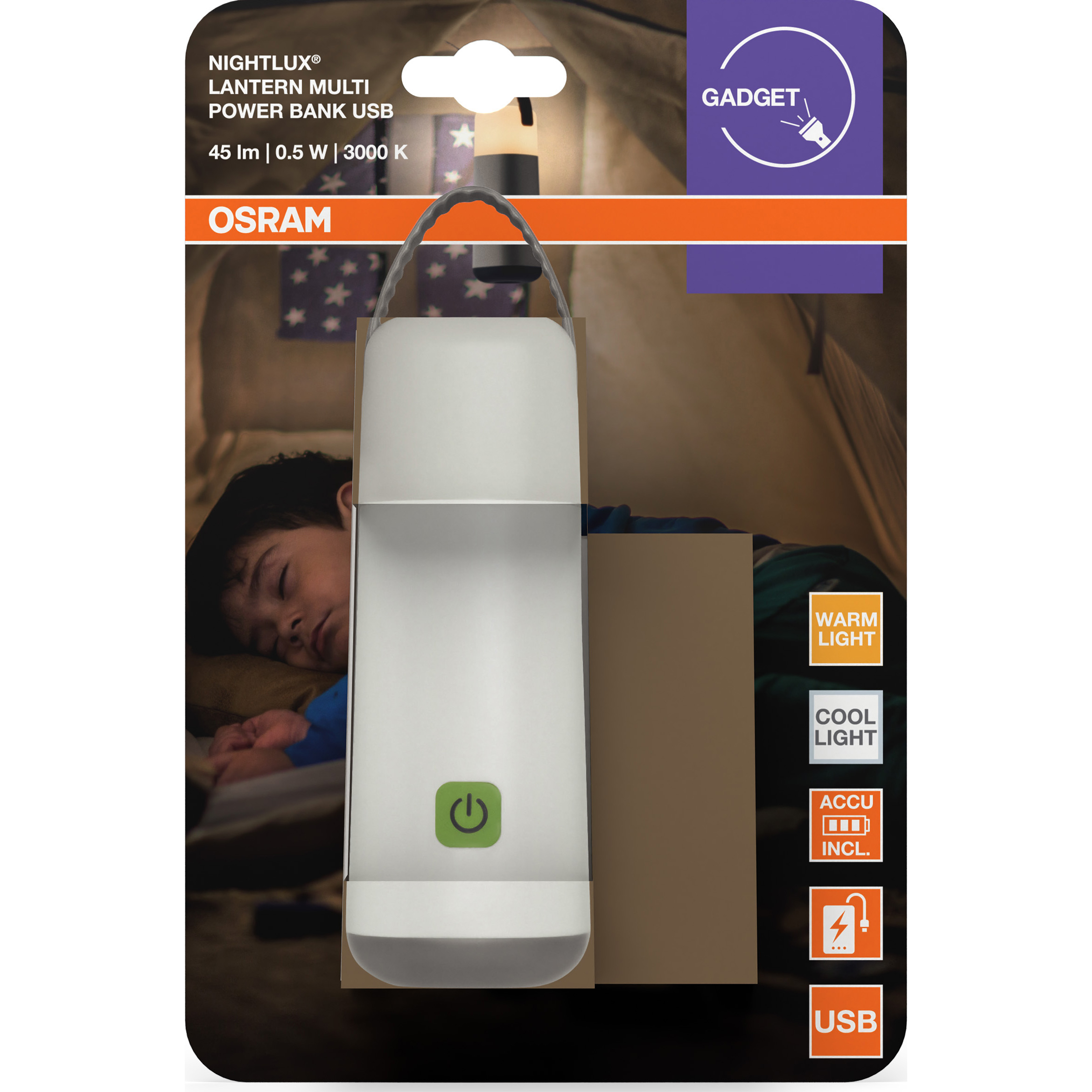 Нічник OSRAM Nightlux Lantern Mobile Multi Power-Bank Gray/White