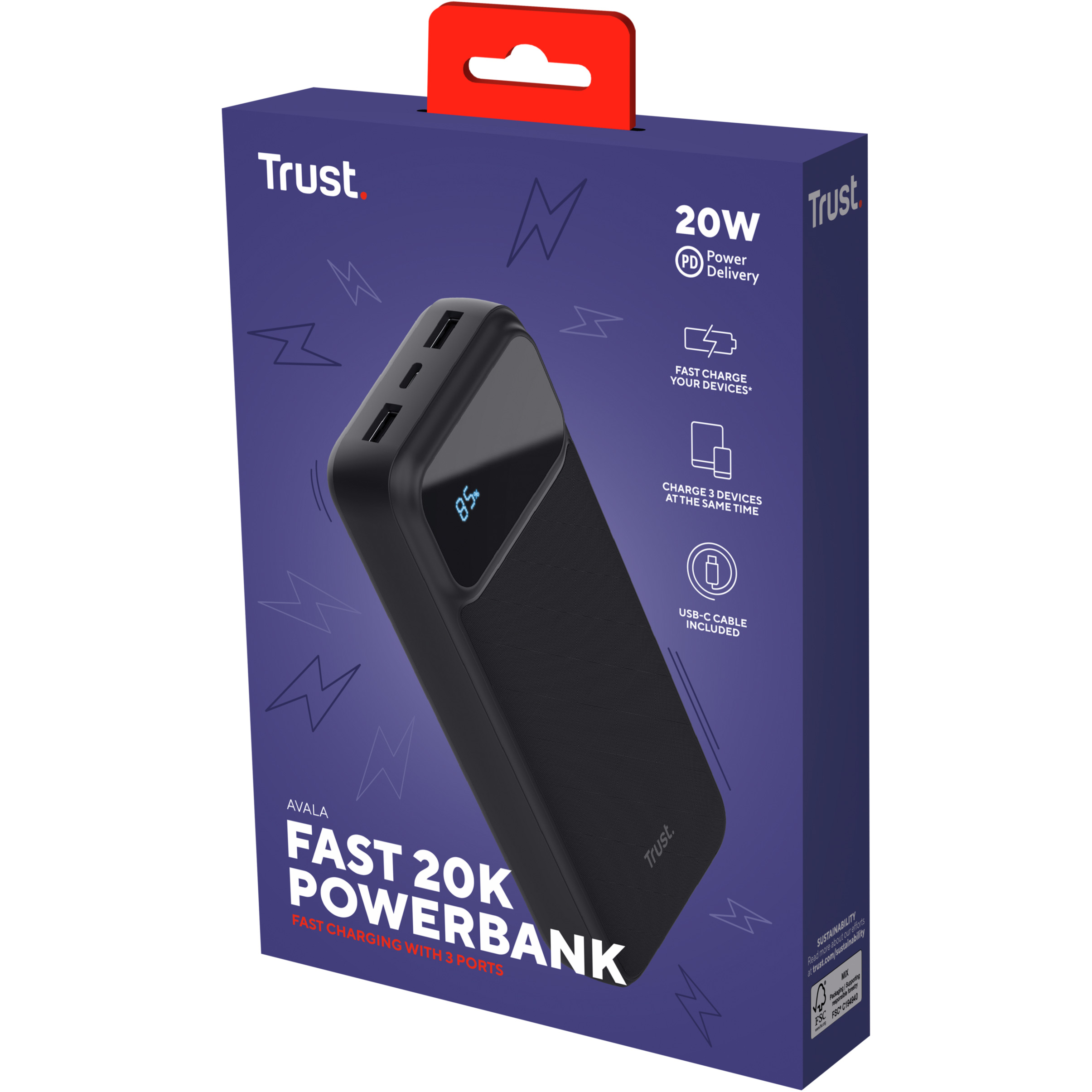 Повербанк TRUST Avala 20W 20000mAh (25883)