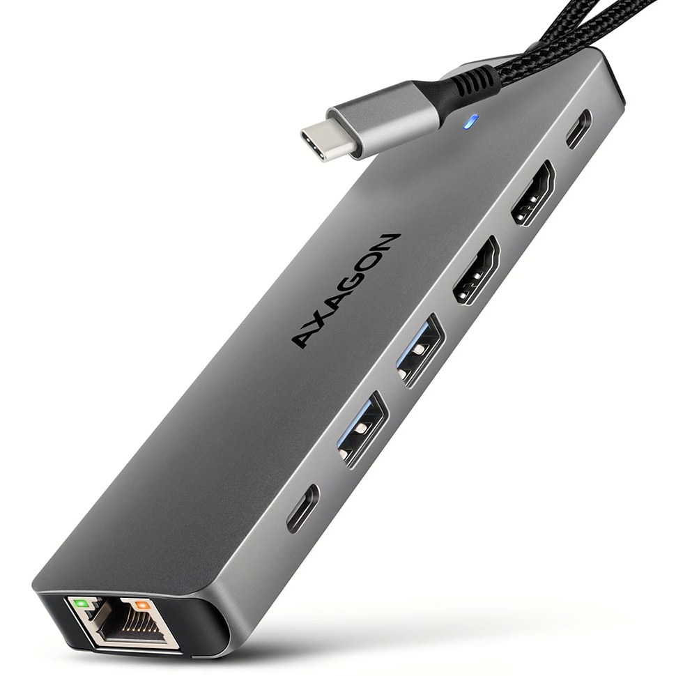 Порт-реплікатор AXAGON 7-in-1 USB-C 5Gbps Dual 4K Display Hub