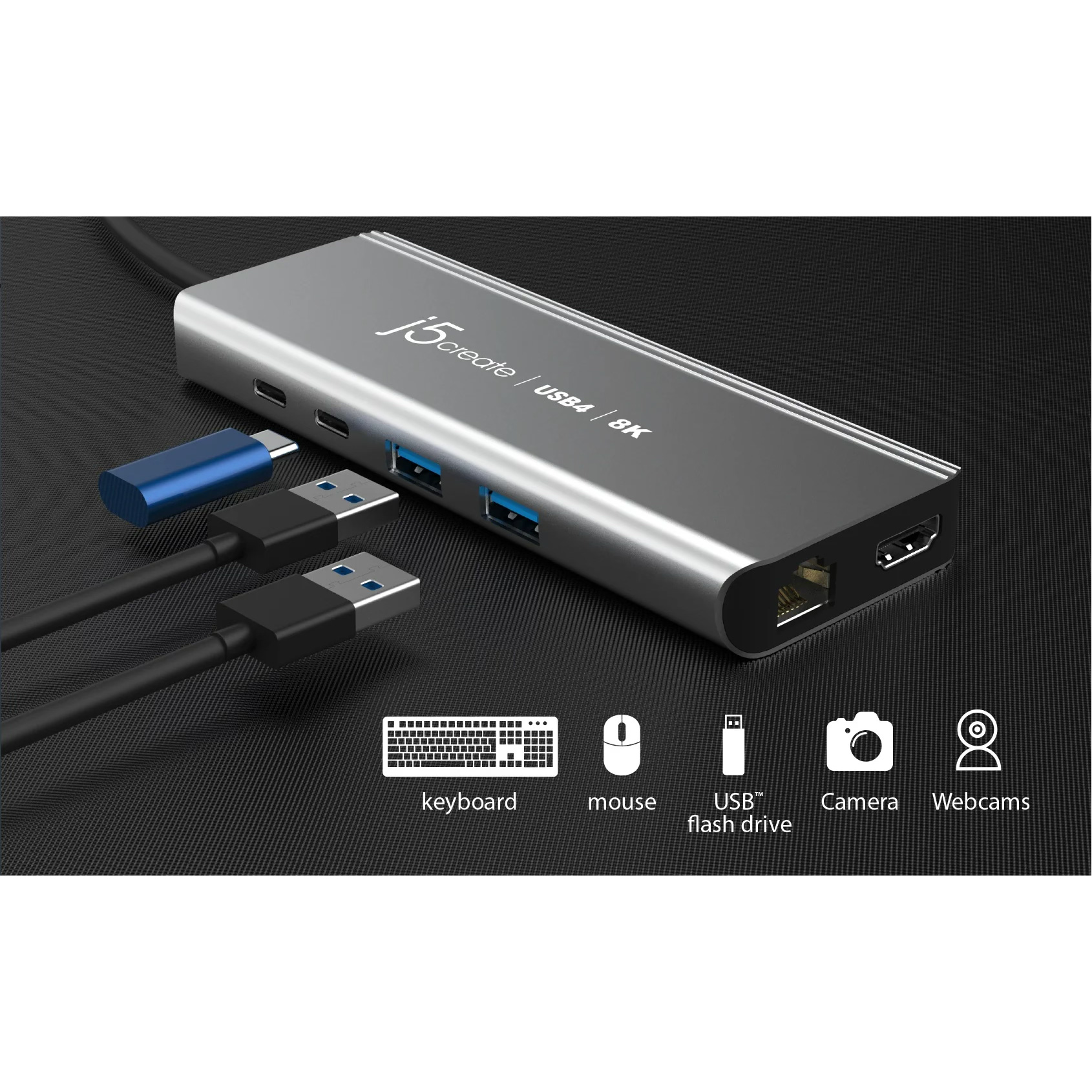Порт-реплікатор J5CREATE 6-in-1 USB4 8K Multi-Port Hub (JCD403-N)