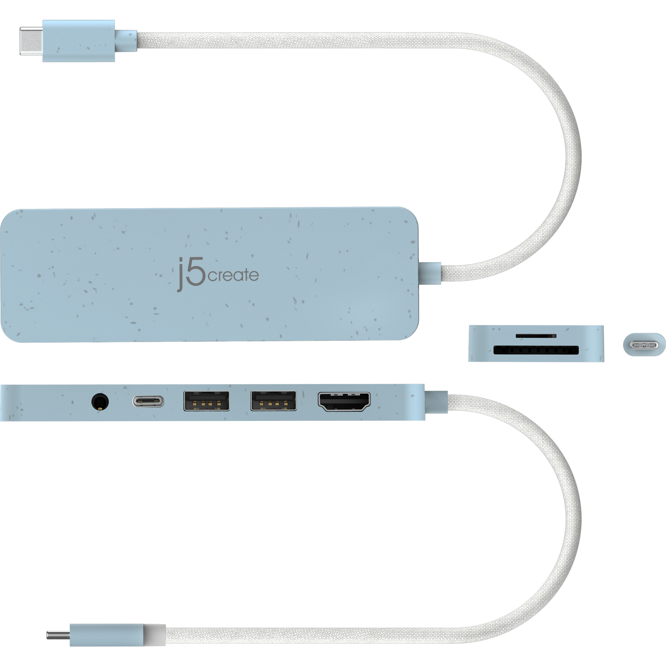 Порт-реплікатор J5CREATE Eco-Friendly 6-in-1 USB-C Multi-Port Hub with PD100W Cyan (JCD373EC-N)