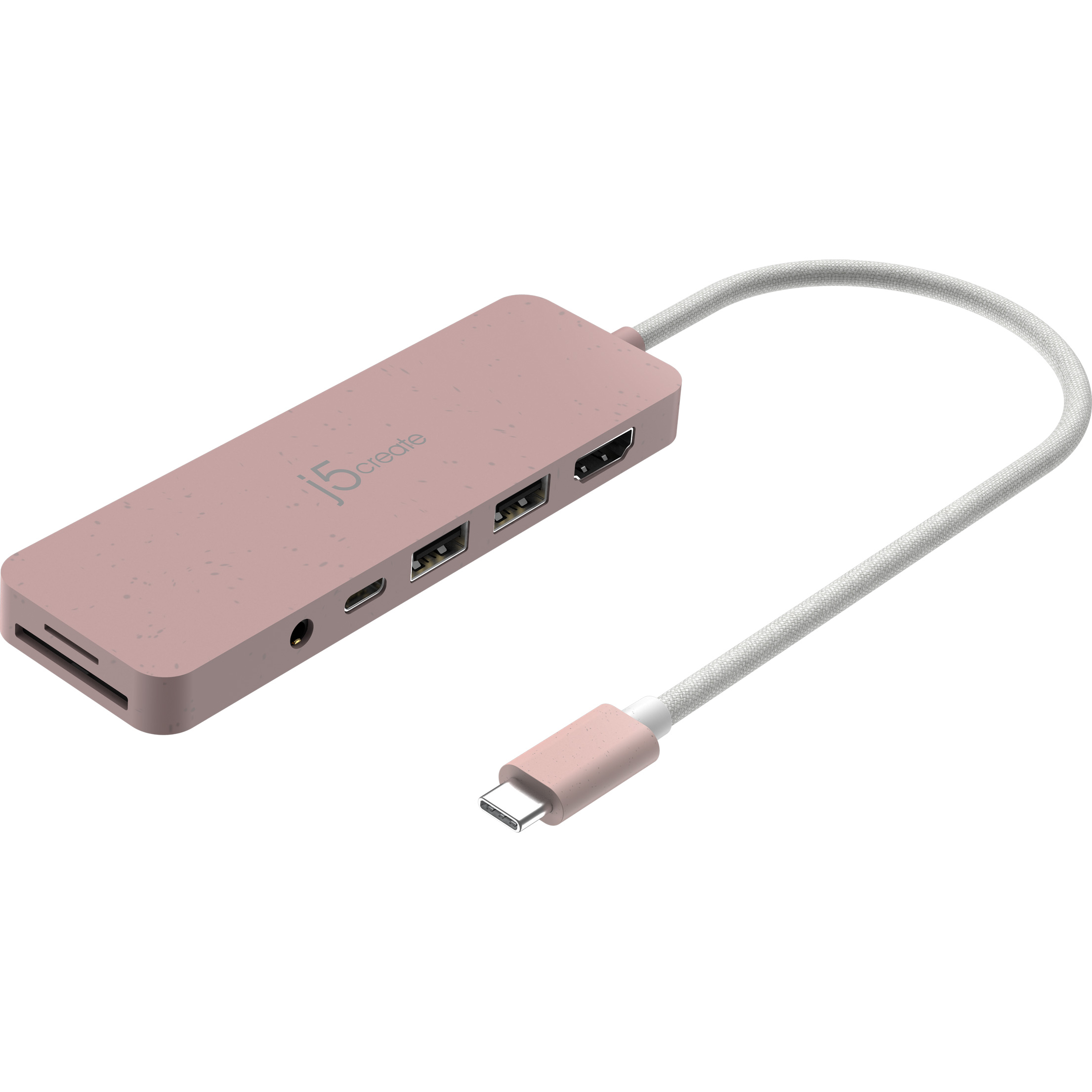 Порт-реплікатор J5CREATE Eco-Friendly 6-in-1 USB-C Multi-Port Hub with PD100W Rose (JCD373ER-N)
