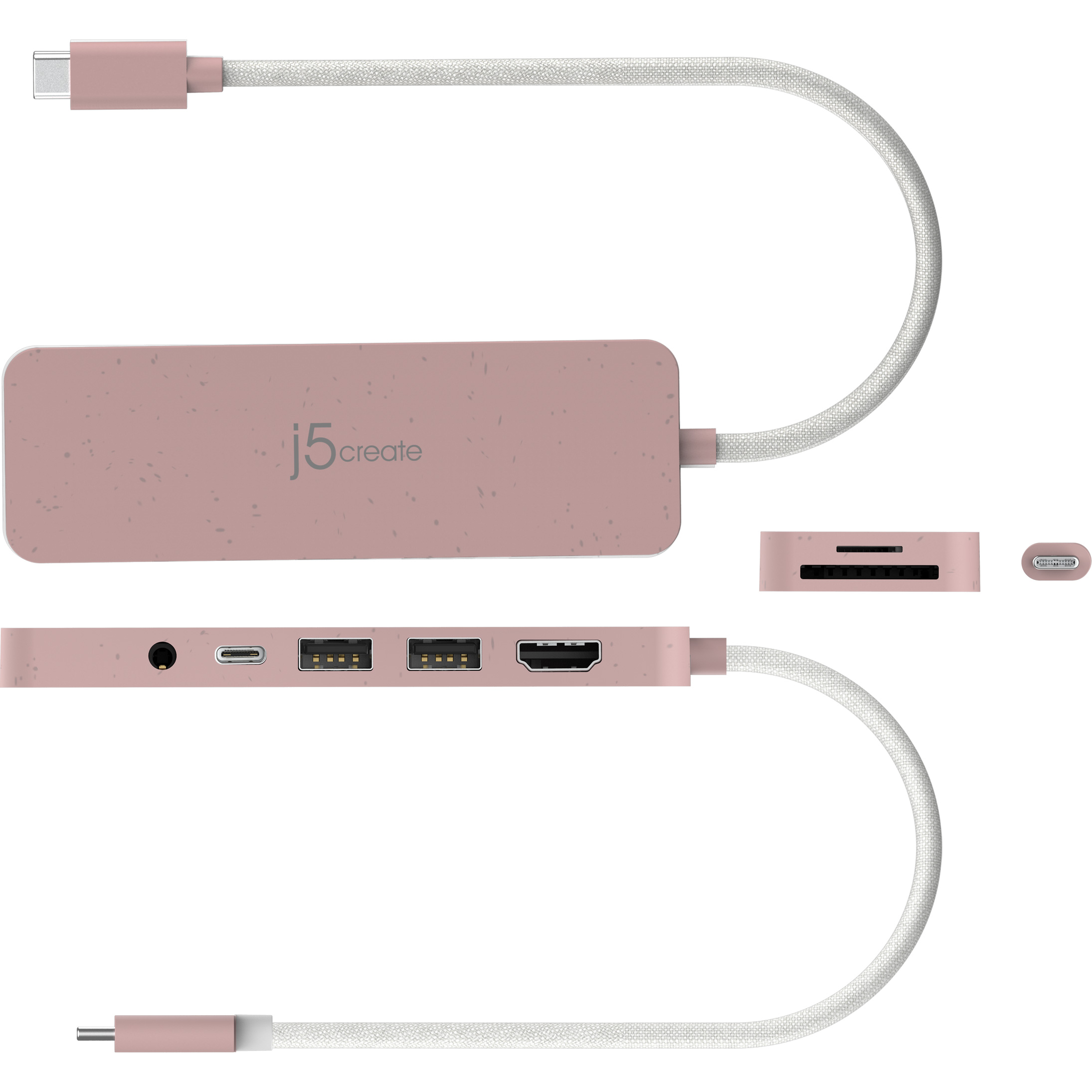 Порт-реплікатор J5CREATE Eco-Friendly 6-in-1 USB-C Multi-Port Hub with PD100W Rose (JCD373ER-N)