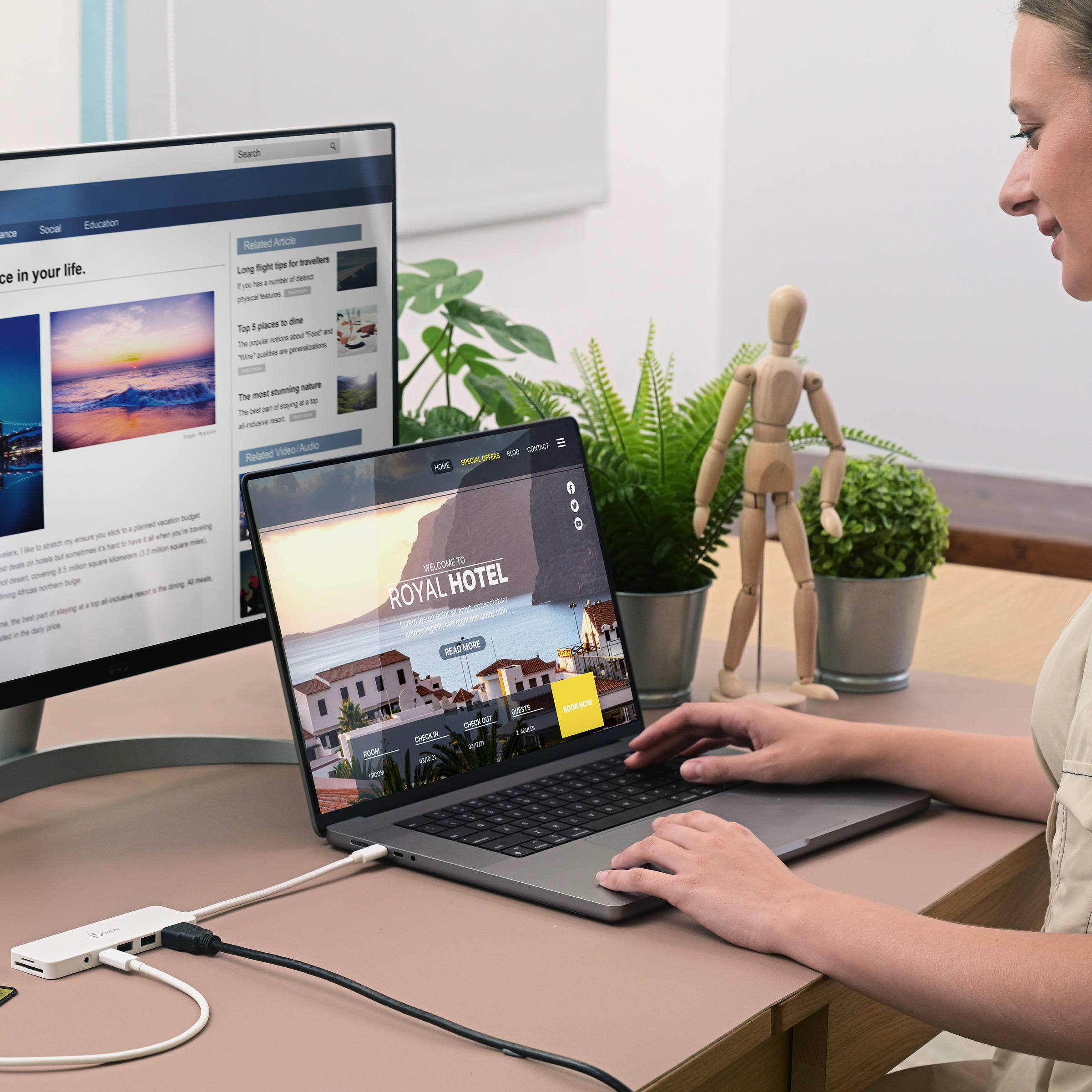 Порт-реплікатор J5CREATE Eco-Friendly 6-in-1 USB-C Multi-Port Hub with PD100W White (JCD373EW-N)