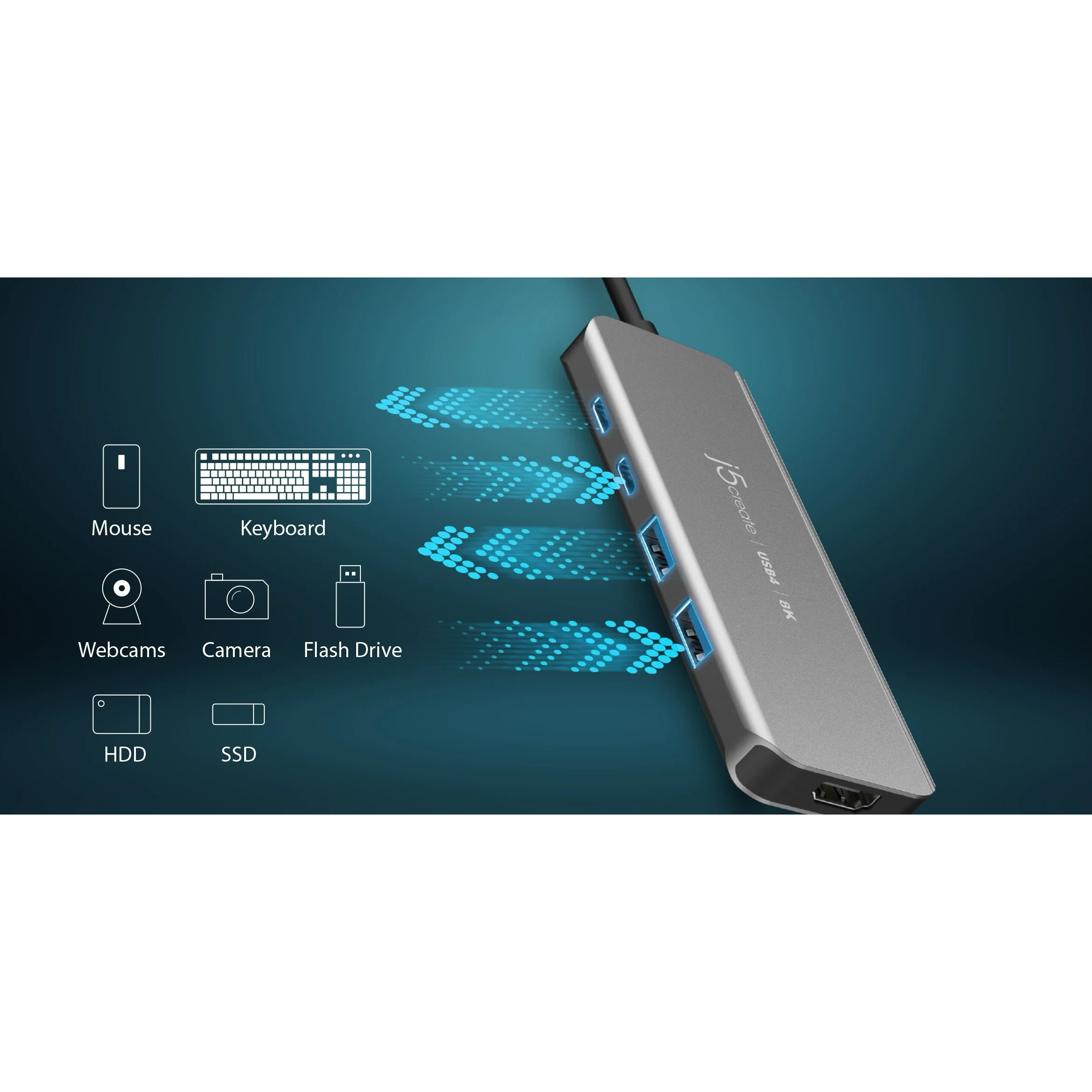 Порт-реплікатор J5CREATE USB4 8K60 Slim Hub (JCH453-N)