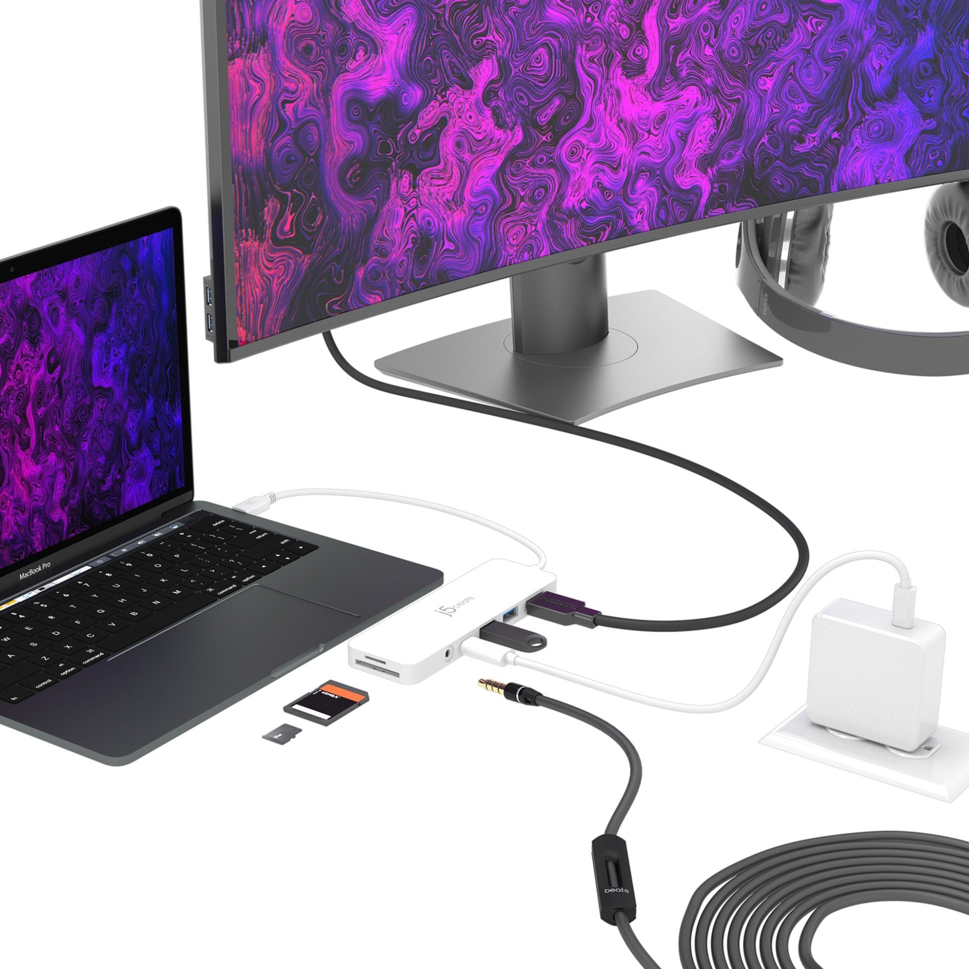 Порт-реплікатор J5CREATE USB-C Multi-Port Hub with PD60W White (JCD373-N)
