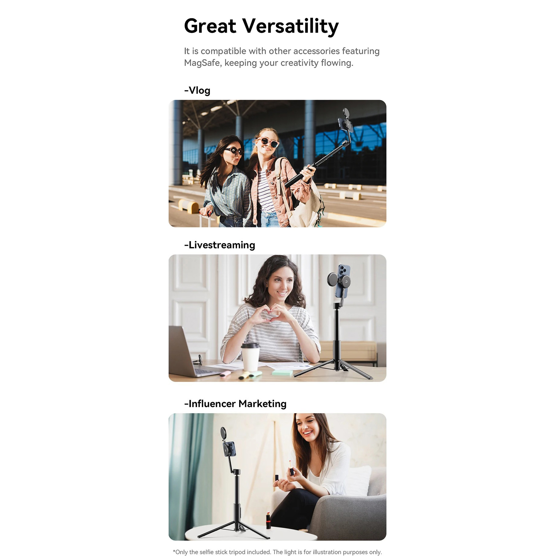 Штатив ULANZI MG-002 Magnetic Phone Selfie Stick Tripod Max Black (M001B)