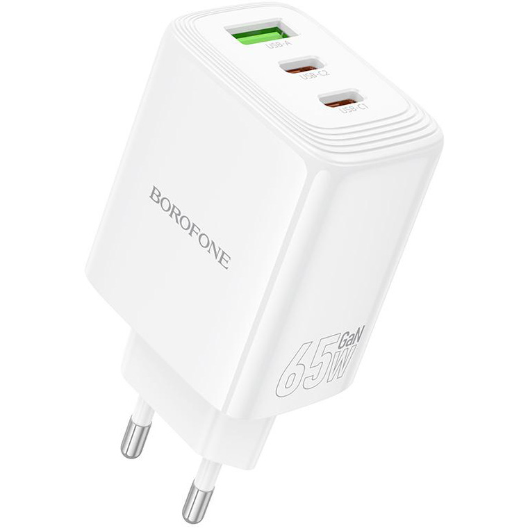 Зарядное устройство BOROFONE BN32 Cargador 2xUSB-C,1xUSB-A, PD65W+QC3.0 White