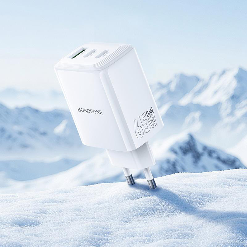 Зарядное устройство BOROFONE BN32 Cargador 2xUSB-C,1xUSB-A, PD65W+QC3.0 White
