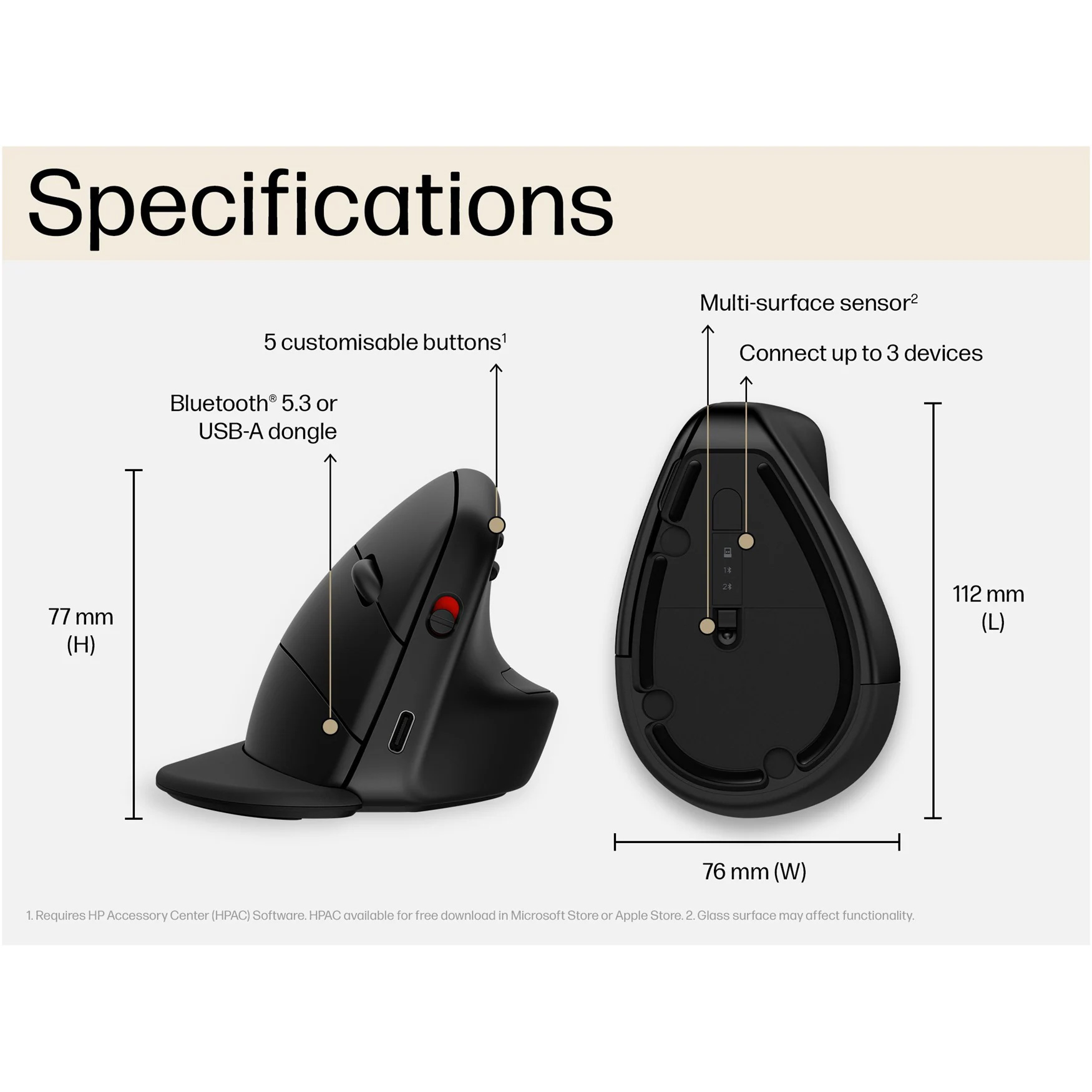 Вертикальна миша HP 925 Ergonomic Black (6H1A5AA)