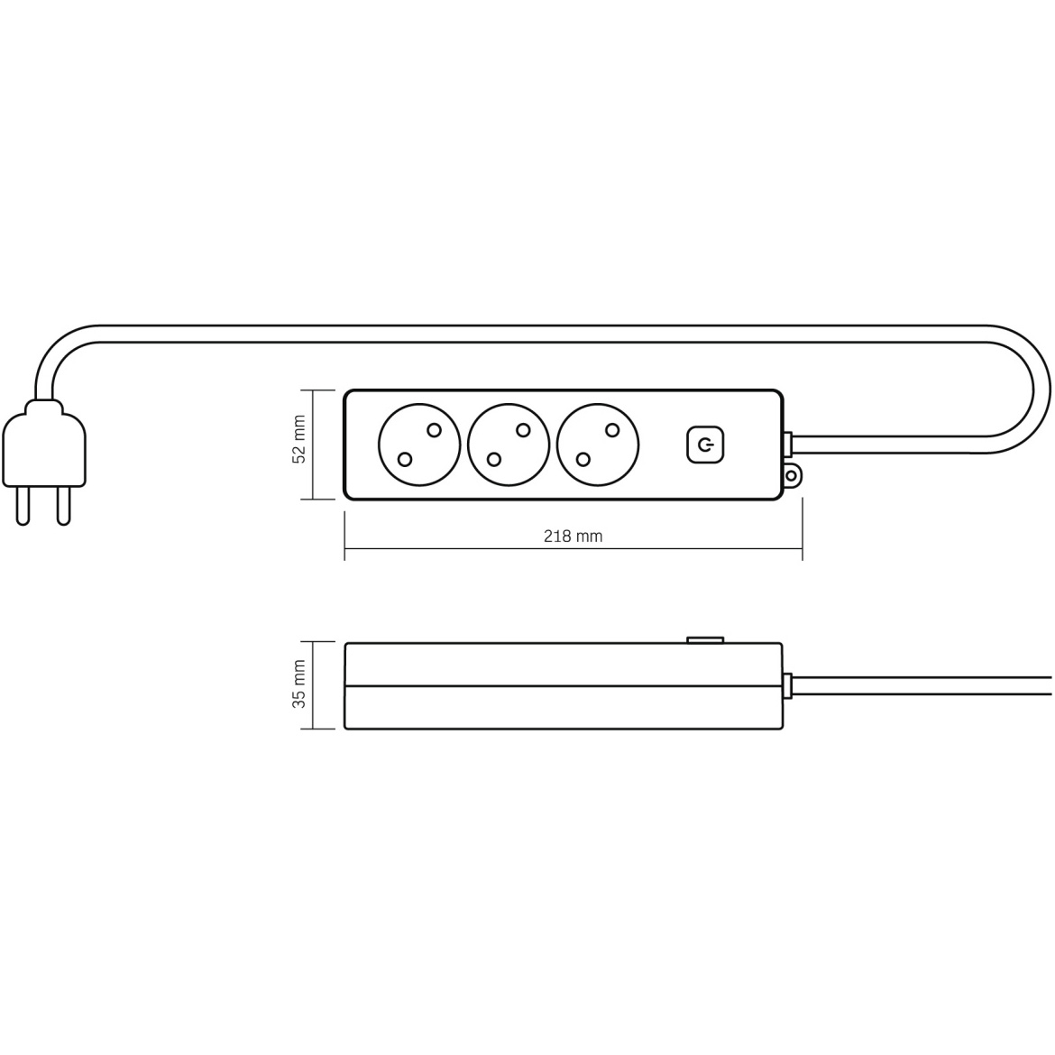 Сетевой фильтр VIDEX Oncord White, 3 розетки, 2м (VF-PD32-W)