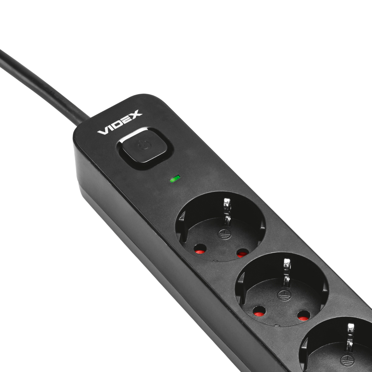 Сетевой фильтр VIDEX Oncord Black, 4 розетки, 1xUSB-C, 1xUSB, 3м (VF-PD43G1QC1PD-B)
