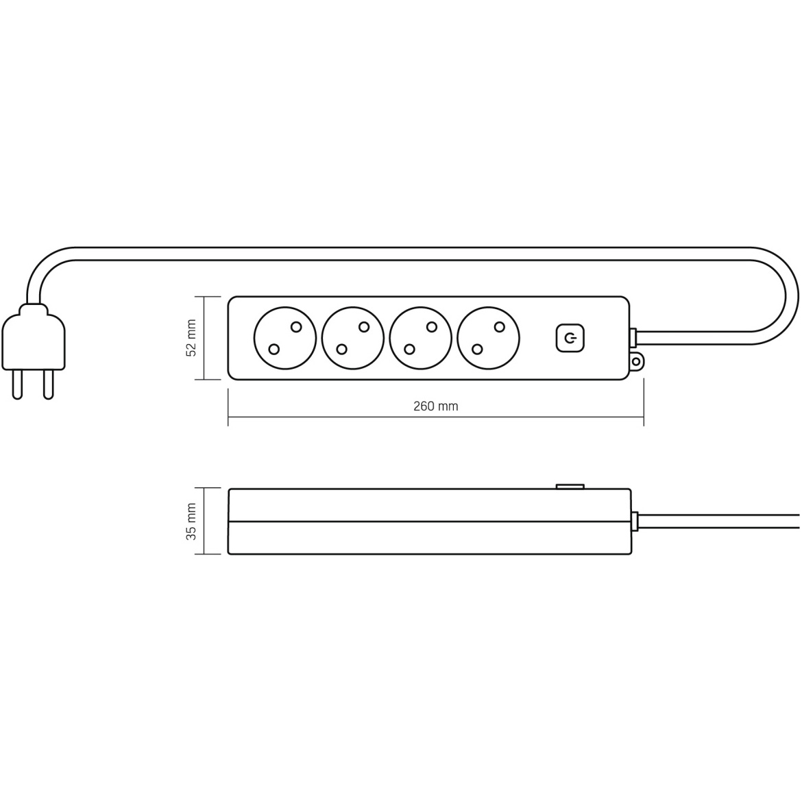 Сетевой фильтр VIDEX Oncord White, 4 розетки, 3м (VF-PD43-W)