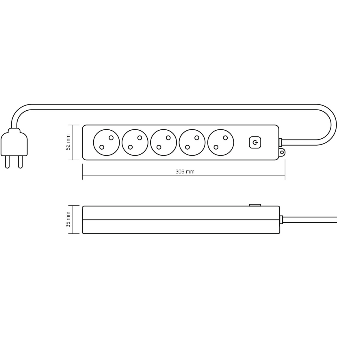 Сетевой фильтр VIDEX Oncord White, 5 розеток, 3м (VF-PD53-W)