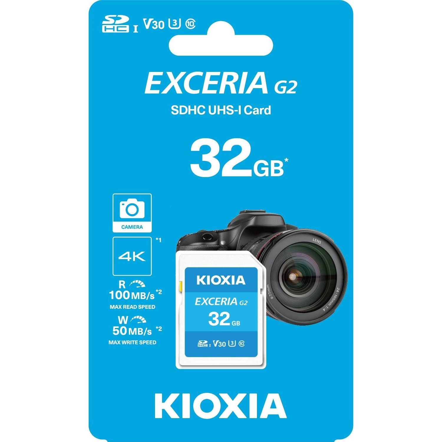 Карта памяти KIOXIA (Toshiba) SDHC Exceria G2 32GB UHS-I U3 V30 Class 10 (LNEX2L032GG4)