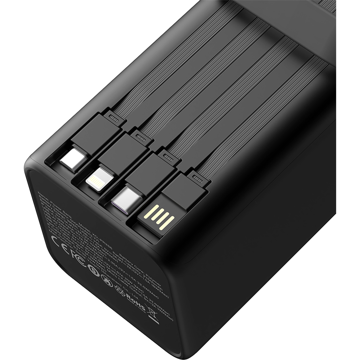 Повербанк XO PR286 1xUSB-C, 2xUSB-A with Built-In USB-C/Lightning/microUSB Cable 22.5W 50000mAh