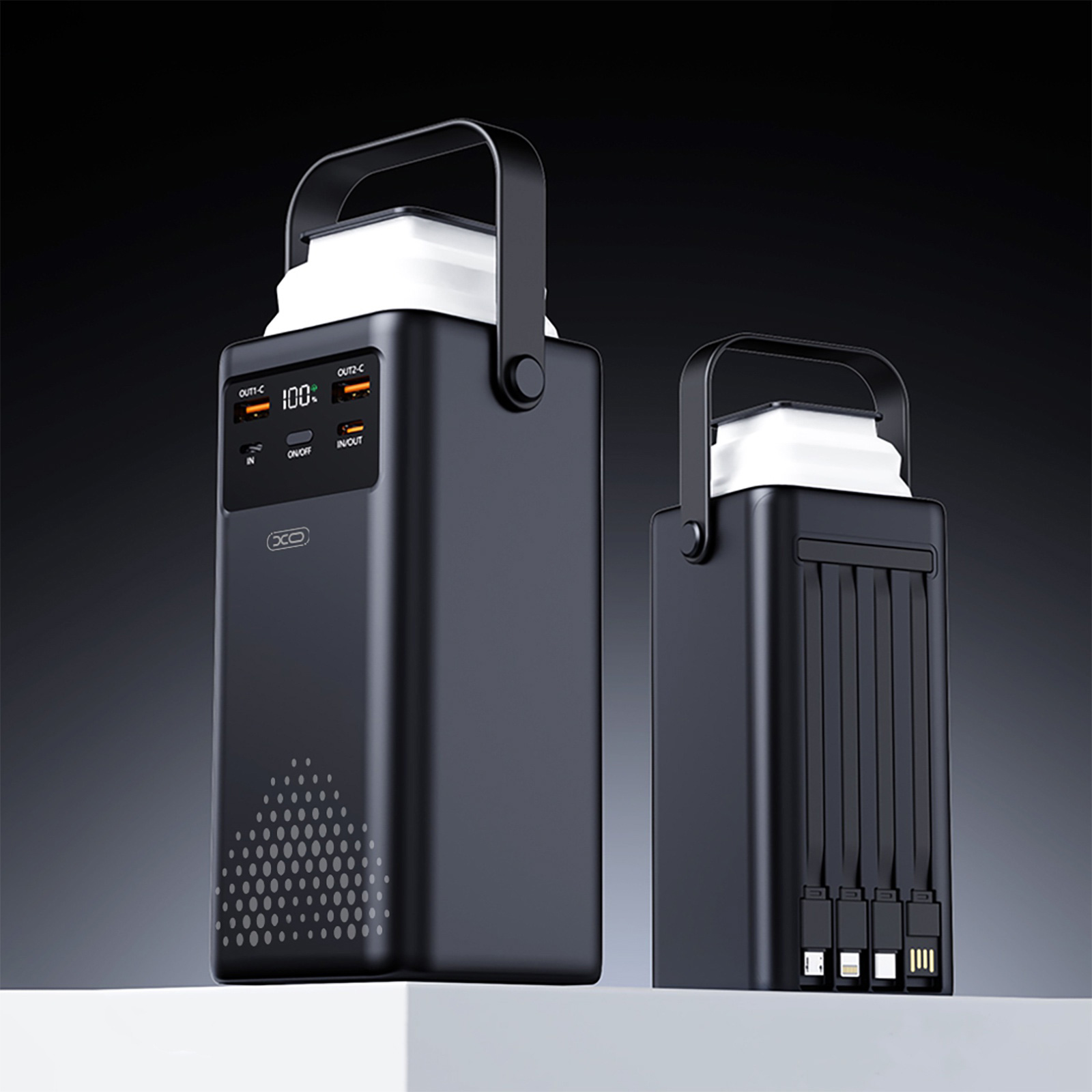 Повербанк XO PR286 1xUSB-C, 2xUSB-A with Built-In USB-C/Lightning/microUSB Cable 22.5W 50000mAh