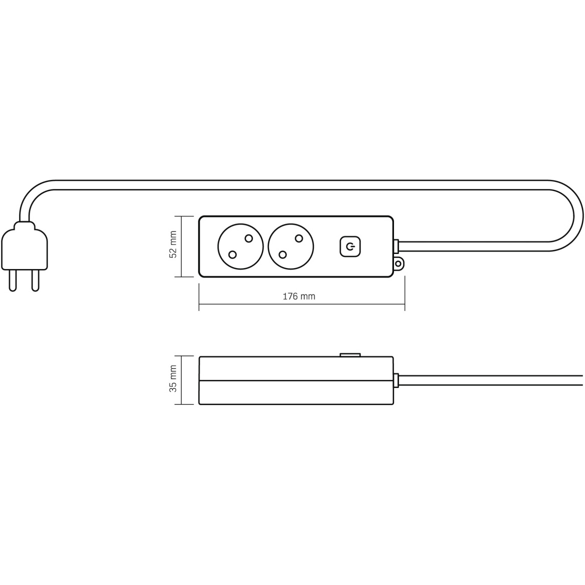 Сетевой фильтр VIDEX Oncord White, 2 розетки, 2м (VF-PD22-W)