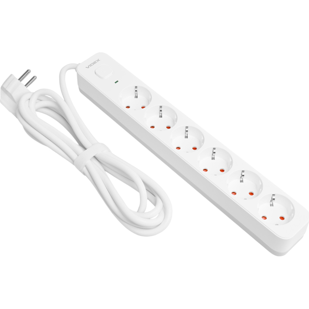 Сетевой фильтр VIDEX Oncord White, 6 розеток, 3м (VF-PD63G-W)