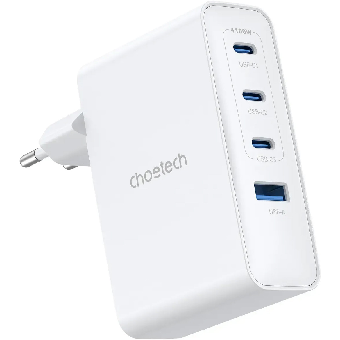 Зарядний пристрій CHOETECH PD9002 100W 3xUSB-C, 1xUSB-A, PD, QC, GaN Wall Charger White