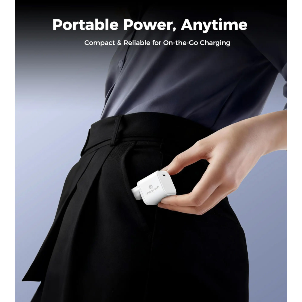 Зарядное устройство CHOETECH PD9031 100W 1xUSB-C PD3.0 GaN Super Mini Wall Charger White