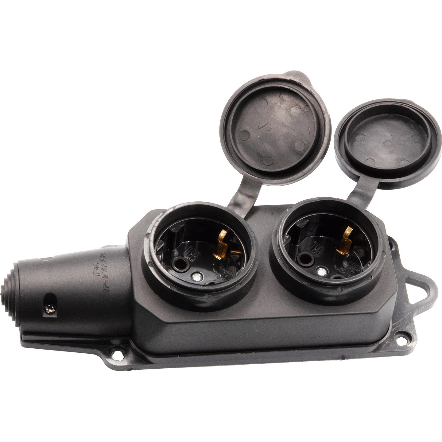 Розетковий блок із заземленням TITANUM Standard IP44 Black, 2 розетки